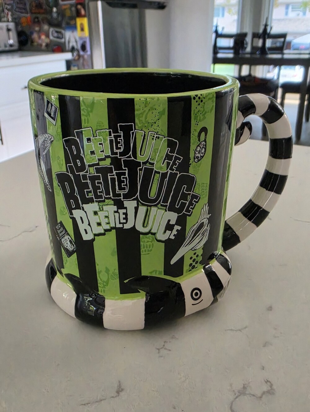 Hot Topic Beetlejuice Black & Green Striped Ceramic Mug